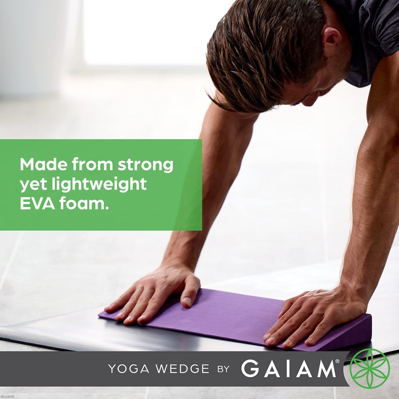 Gaiam Yoga Block Wedge - Lightweight EVA Foam - Yoga Wedge for Wrist and Lower Back Support - Slant Board for Comfortable Yoga Poses and Angles, (20" L x 6" W x 2" H), Deep Purple - Image 4