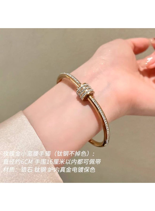 Women's Bracelet with Nail Design Adorned with Crystals, Adjustable, Made of Stainless Steel  - Image 1