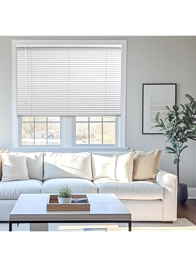 The Bros ستائر ميني للنوافذ والأبواب والمخيمات - ستائر نوافذ أفقية، أبيض لامع، 12" عرض × 72" ارتفاع