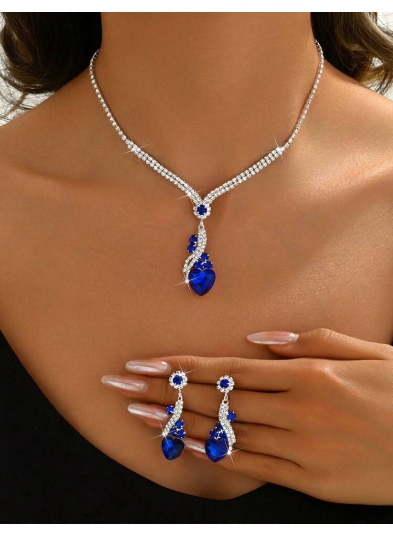 2 Pcs Zirconia Jewelry Set For Women, Necklace And Earrings Set, Elegant Occasion Accessories - Image 3