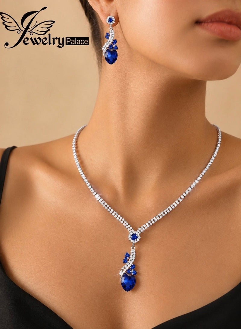 2 Pcs Zirconia Jewelry Set For Women, Necklace And Earrings Set, Elegant Occasion Accessories - Image 1