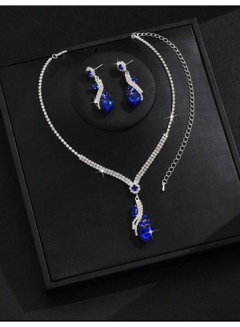 2 Pcs Zirconia Jewelry Set For Women, Necklace And Earrings Set, Elegant Occasion Accessories - Image 4