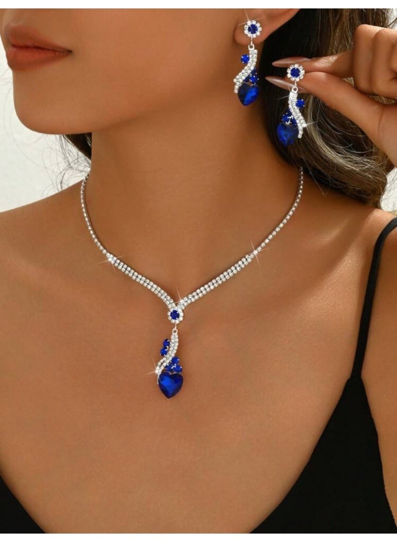 2 Pcs Zirconia Jewelry Set For Women, Necklace And Earrings Set, Elegant Occasion Accessories - Image 2