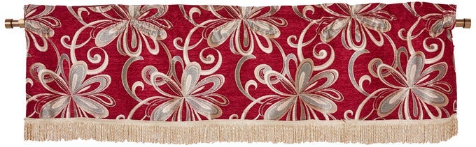 Chenille Chateau Vintage Floral Design 60 X 15 Window Valance Color Burgundy