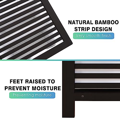 SMIBUY Double Laundry Hamper with Lid, 120L Bamboo Laundry Basket with Removable Liner Bag, 2-Section Clothes Divider Laundry Sorter for Laundry Room, Bathroom, Bedroom (Black) - Image 4