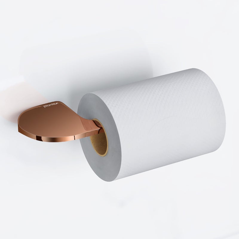 plantex Plantex Smero Pure Brass Toilet Paper Holder/Toilet Paper Roll Holder/Tissue Paper Roll Holder for Bathroom - Smart (PVD Rose Gold) - Image 1