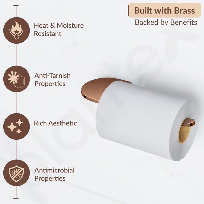 plantex Plantex Smero Pure Brass Toilet Paper Holder/Toilet Paper Roll Holder/Tissue Paper Roll Holder for Bathroom - Smart (PVD Rose Gold) - Image 4