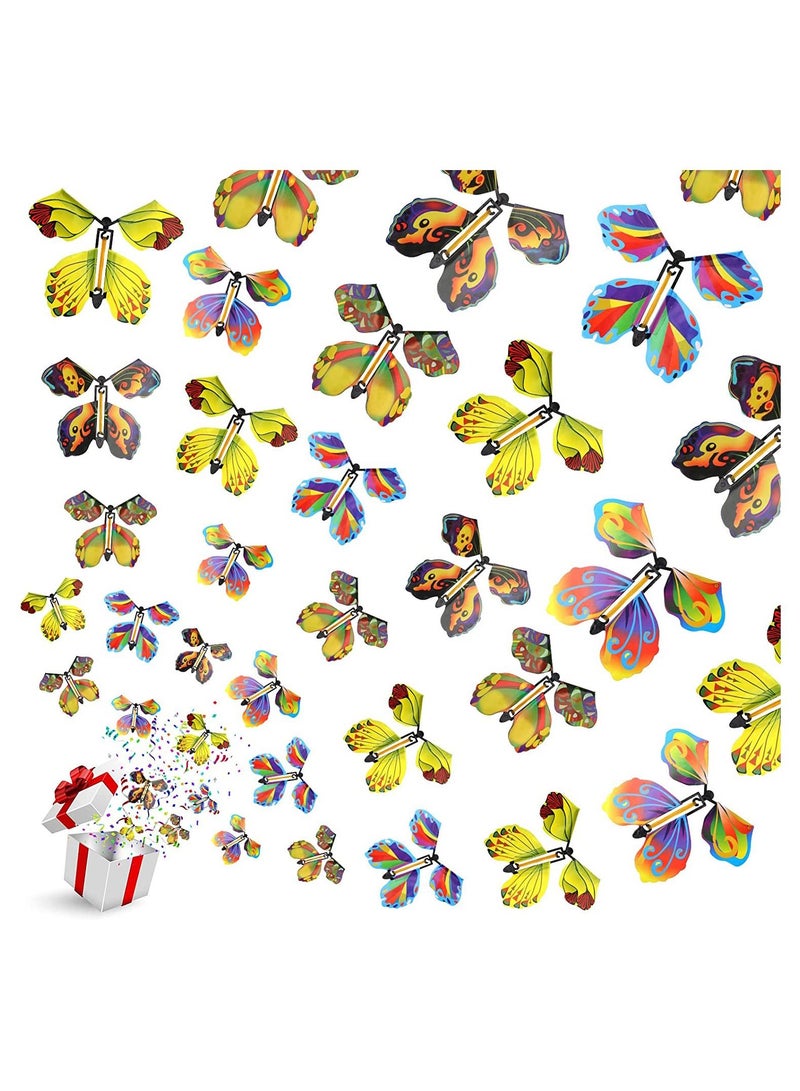 Excefore 20 PCS Flying Butterfly Toy, Magic Wind Up Flying Butterfly Surprise Box Wind Up Butterfly Surprise Toy for Wedding Birthday Party Book and Greeting Cards(5 Styles)  - Image 1