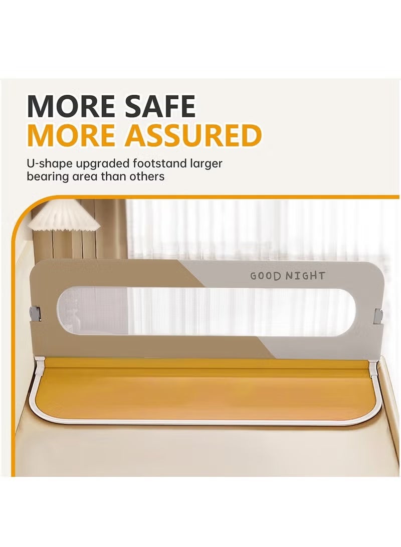 WALALLA Toddler Bed Rails for Crib, Foldable Bed Rail for Toddlers, Portable Bed Rails Guard Bumper for Kids, Safe Bed Side Rail for Twin, Queen, King, Full Size Beds Beige 150cm - Image 5
