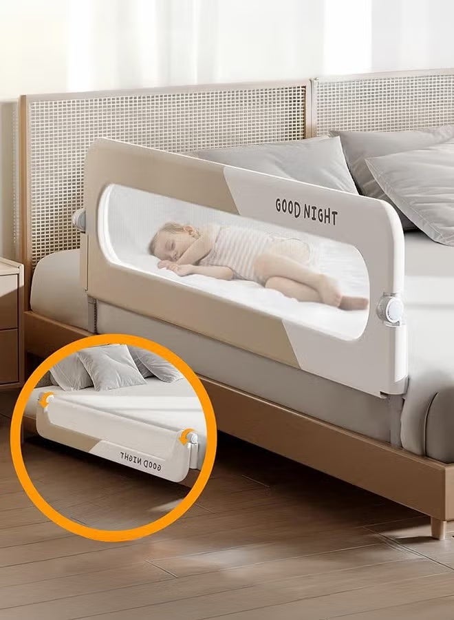 WALALLA Toddler Bed Rails for Crib, Foldable Bed Rail for Toddlers, Portable Bed Rails Guard Bumper for Kids, Safe Bed Side Rail for Twin, Queen, King, Full Size Beds Beige 150cm - Image 1