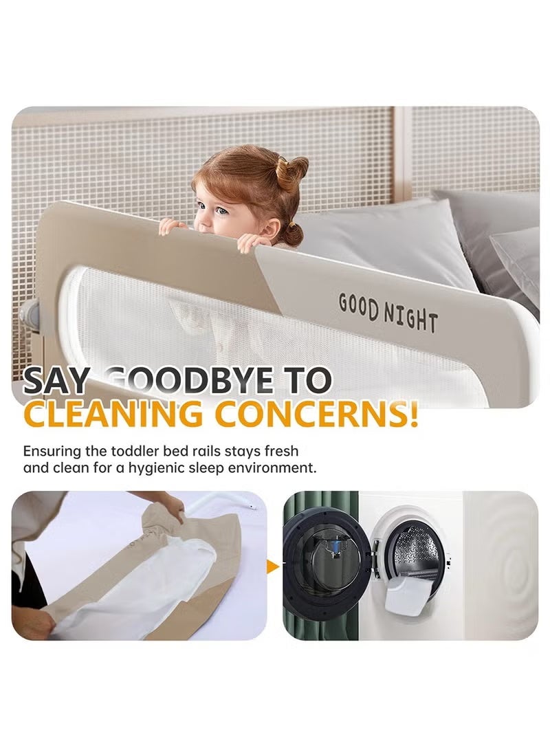 WALALLA Toddler Bed Rails for Crib, Foldable Bed Rail for Toddlers, Portable Bed Rails Guard Bumper for Kids, Safe Bed Side Rail for Twin, Queen, King, Full Size Beds Beige 150cm - Image 4