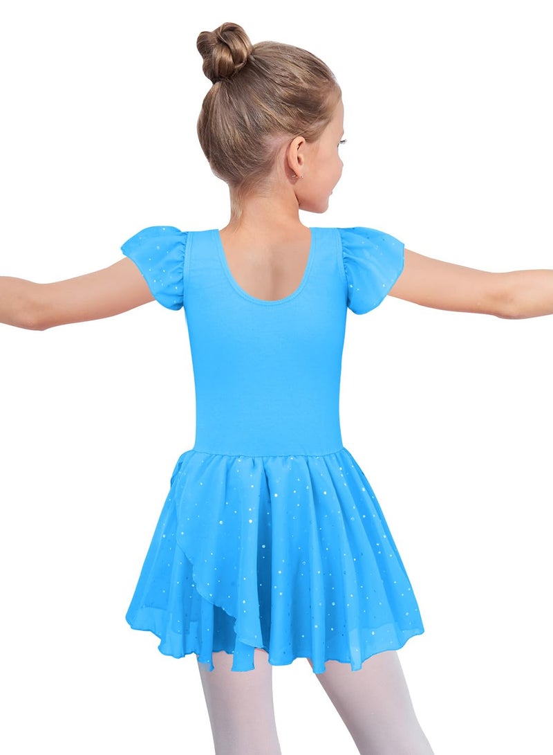 EQSJIU Girls Ballet Leotard with Skirt 9-10 Years Big Girls Dress Peacock Blue Leotard with Skirt - Image 4