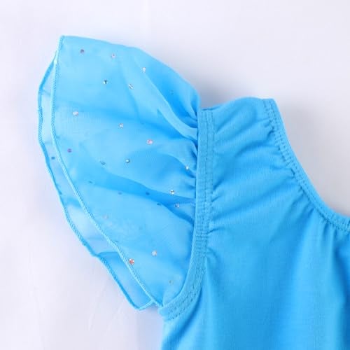 EQSJIU Girls Ballet Leotard with Skirt 9-10 Years Big Girls Dress Peacock Blue Leotard with Skirt - Image 5