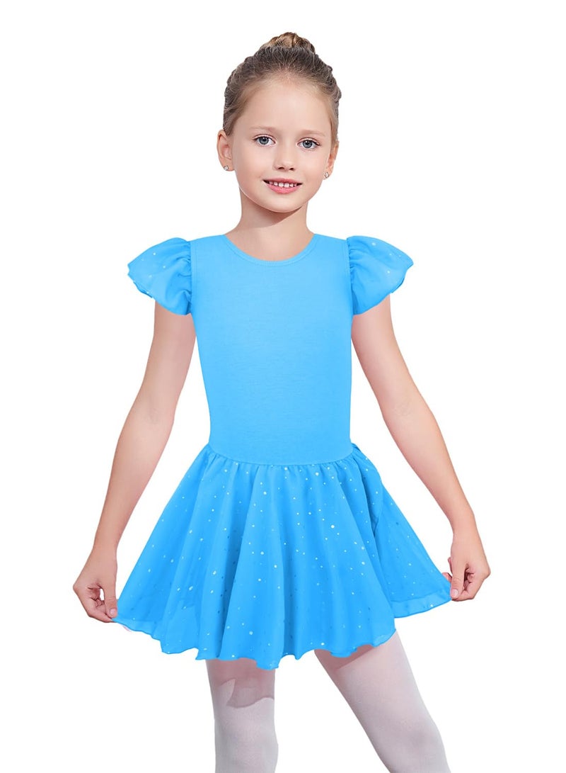 EQSJIU Girls Ballet Leotard with Skirt 9-10 Years Big Girls Dress Peacock Blue Leotard with Skirt - Image 3
