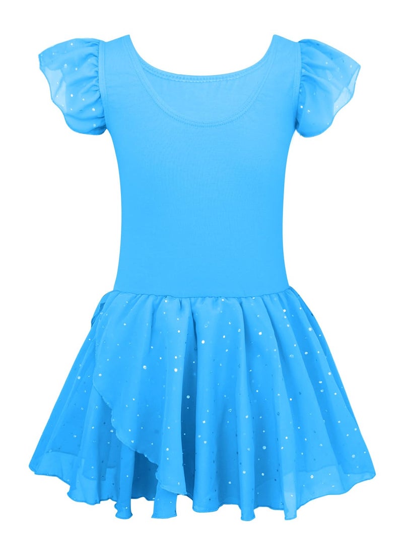 EQSJIU Girls Ballet Leotard with Skirt 9-10 Years Big Girls Dress Peacock Blue Leotard with Skirt - Image 2