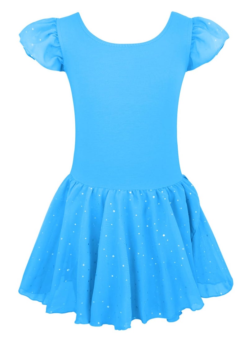 EQSJIU Girls Ballet Leotard with Skirt 9-10 Years Big Girls Dress Peacock Blue Leotard with Skirt - Image 1