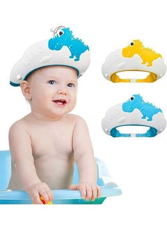 2 Pack Baby Shower Cap for Kids Hair Washing Shield Toddler Bath hat Baby Shower Visor Baby Shampoo Cap Head Protector Cute Dinosaur Shape Makes Baby Bath More Fun Blue, Blue, 6-7 Years