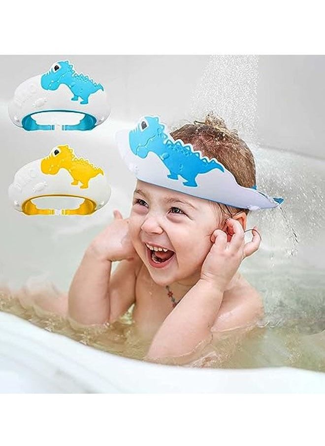 Generic - 2 Pack Baby Shower Cap for Kids Hair Washing Shield Toddler Bath hat Baby Shower Visor Baby Shampoo Cap Head Protector Cute Dinosaur Shape Makes Baby Bath More Fun Blue, Blue, 6-7 Years - Image 1