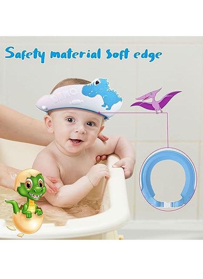 Generic - 2 Pack Baby Shower Cap for Kids Hair Washing Shield Toddler Bath hat Baby Shower Visor Baby Shampoo Cap Head Protector Cute Dinosaur Shape Makes Baby Bath More Fun Blue, Blue, 6-7 Years - Image 1