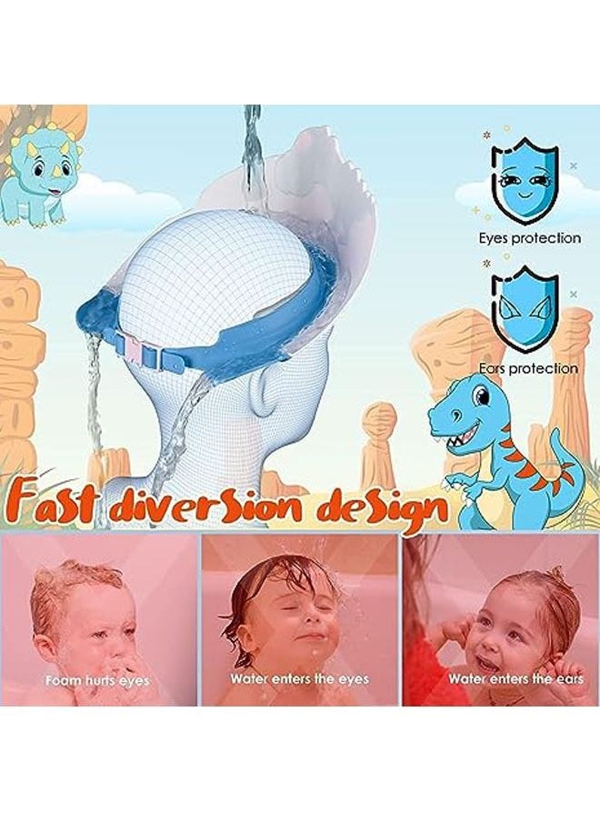 Generic - 2 Pack Baby Shower Cap for Kids Hair Washing Shield Toddler Bath hat Baby Shower Visor Baby Shampoo Cap Head Protector Cute Dinosaur Shape Makes Baby Bath More Fun Blue, Blue, 6-7 Years - Image 1