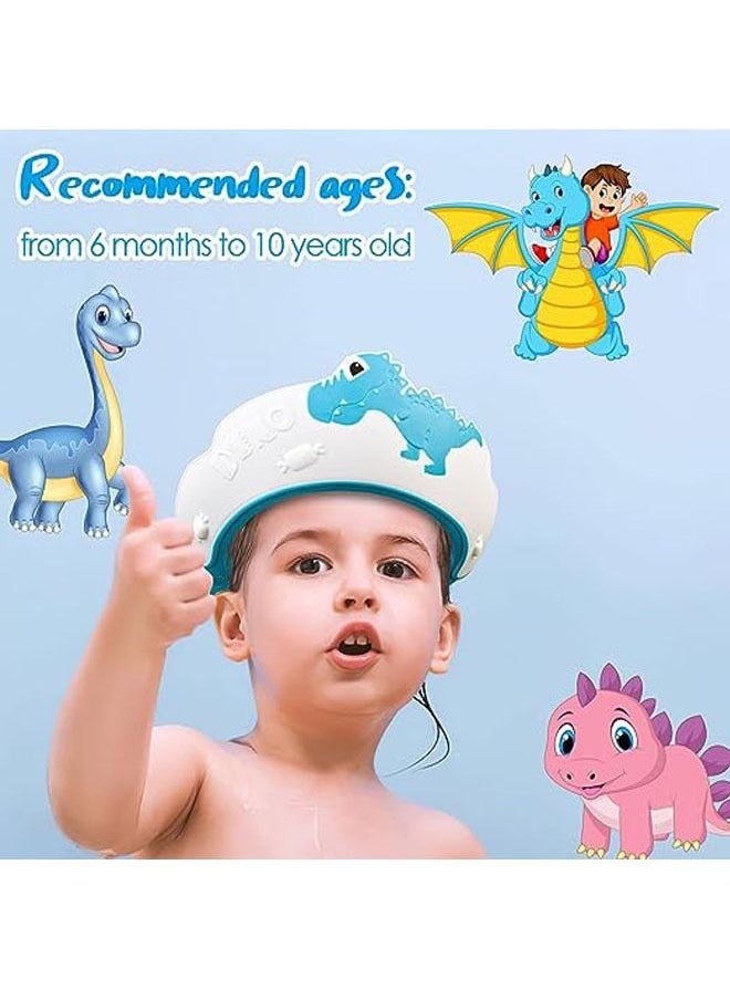 Generic - 2 Pack Baby Shower Cap for Kids Hair Washing Shield Toddler Bath hat Baby Shower Visor Baby Shampoo Cap Head Protector Cute Dinosaur Shape Makes Baby Bath More Fun Blue, Blue, 6-7 Years - Image 1