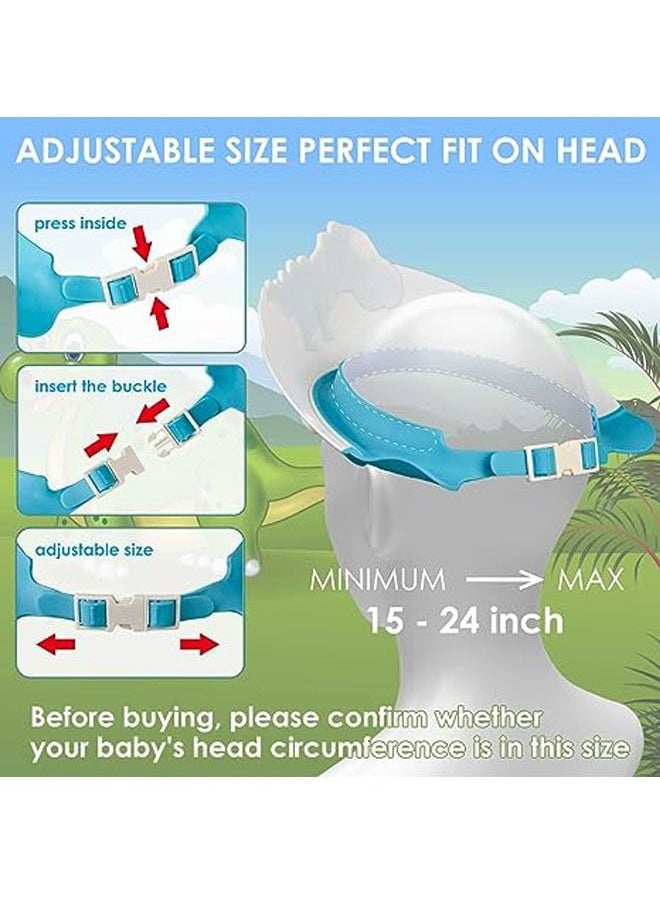 Generic - 2 Pack Baby Shower Cap for Kids Hair Washing Shield Toddler Bath hat Baby Shower Visor Baby Shampoo Cap Head Protector Cute Dinosaur Shape Makes Baby Bath More Fun Blue, Blue, 6-7 Years - Image 1