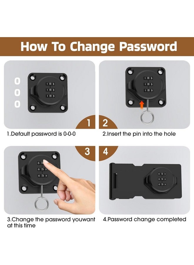 XAMILE Household Cabinet Password Locks Cabinet Door Combination Lock Door Security Slide Latch Lock for Small Doors, Cabinets, Barn Door (1 Pack Black) - Image 5