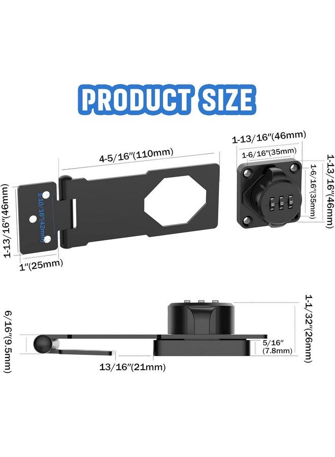 XAMILE Household Cabinet Password Locks Cabinet Door Combination Lock Door Security Slide Latch Lock for Small Doors, Cabinets, Barn Door (1 Pack Black) - Image 2