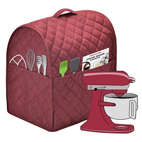 Zbeiur Stand Mixer Cover compatible with Kitchenaid Mixer, Fits All Tilt Head & Bowl Lift Models with 3 Organizer Bag for Accessories. (Dark Red, For Bowl Lift 5-8 Quart)… - Image 2