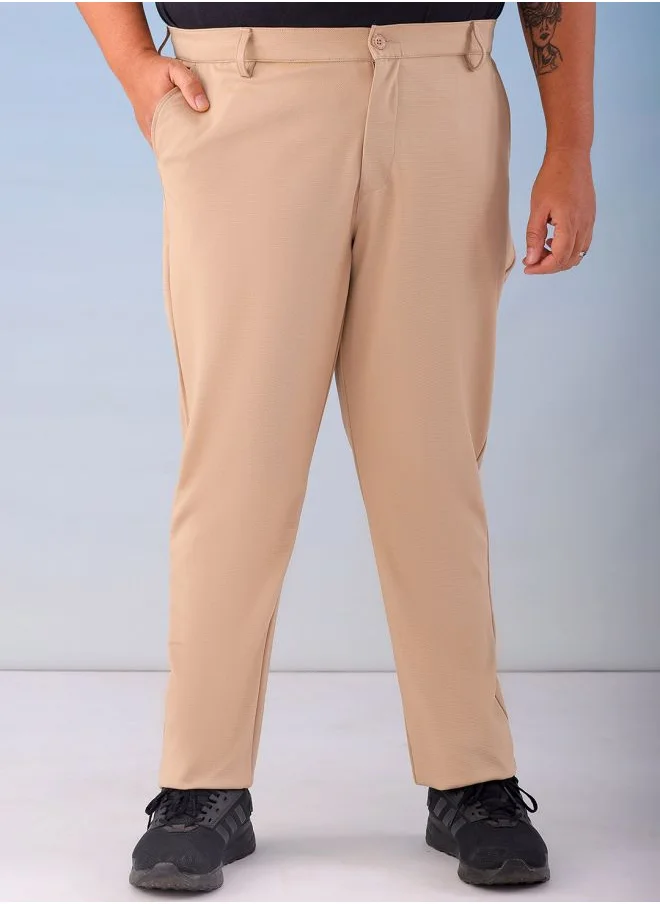هاردسودا Men Plus Size Regular Fit Self Design Mid-Rise Stretchable Chino Joggers