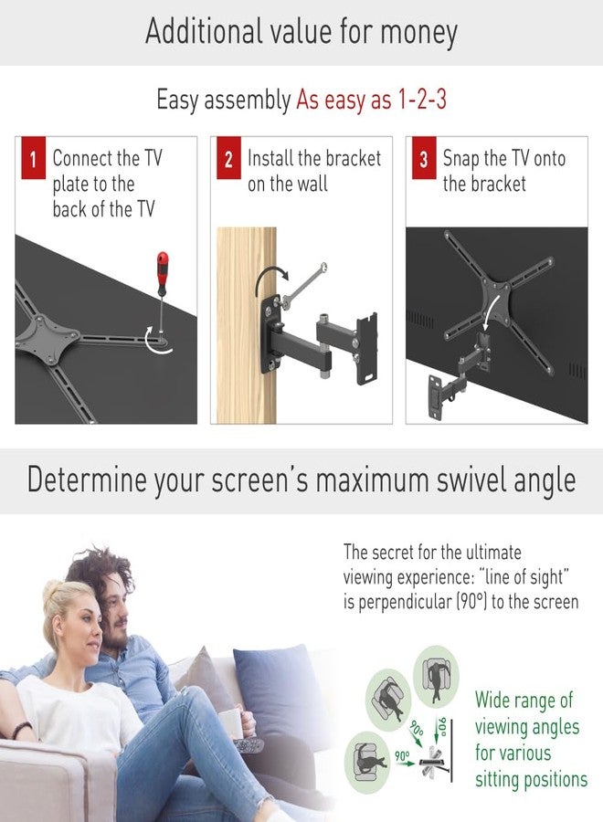 Barkan TV Wall Mount, 13-58 inch Full Motion Articulating - 4 Movement Screen Bracket, Holds up to 55lbs, Fits LED OLED LCD - Image 4