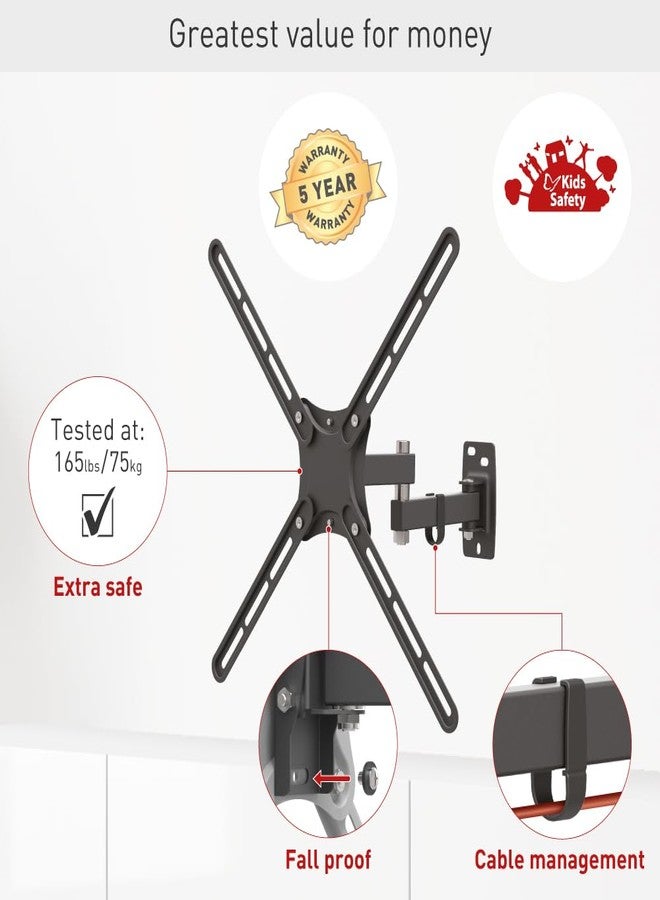 Barkan TV Wall Mount, 13-58 inch Full Motion Articulating - 4 Movement Screen Bracket, Holds up to 55lbs, Fits LED OLED LCD - Image 3