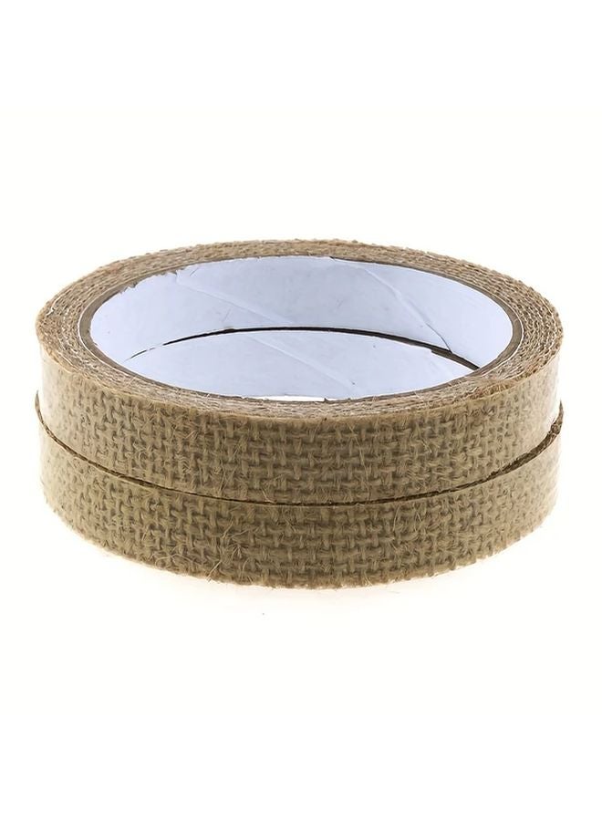 2pcs Natural Jute Self Adhesive Tape 1 5cm x 79 Inch Rustic Ribbon for Crafts Gift Wrapping - Image 4