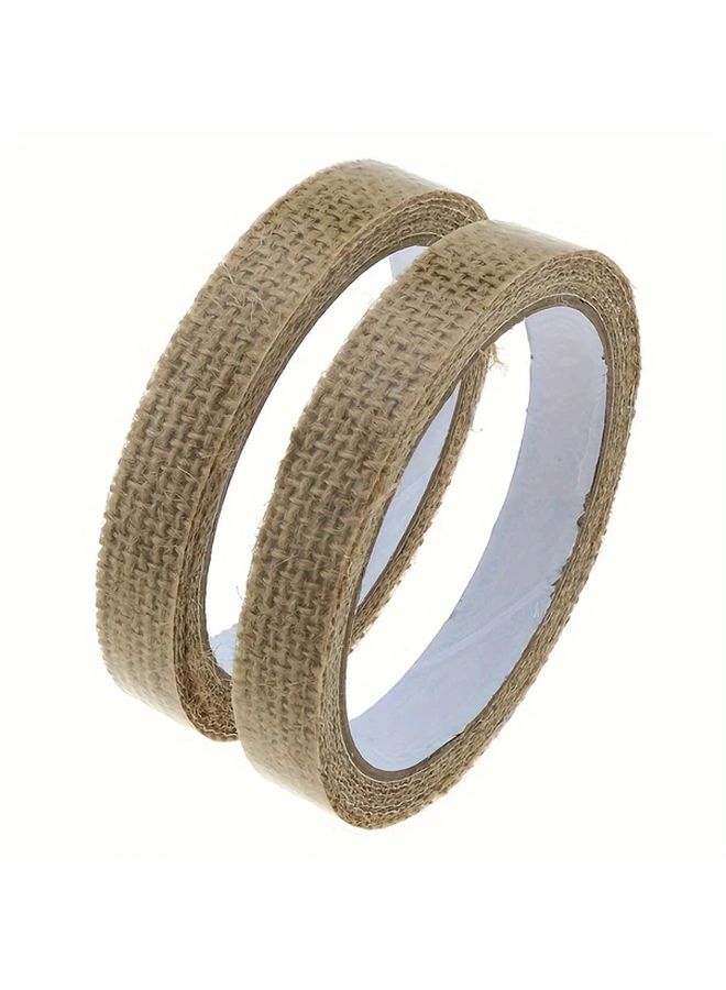 2pcs Natural Jute Self Adhesive Tape 1 5cm x 79 Inch Rustic Ribbon for Crafts Gift Wrapping - Image 1