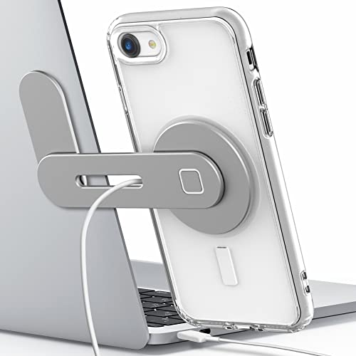 GALVANOX MagSafe DesktopLaptop Charger Stand Magnetic Wireless Charging for iPhone 121314 15W Desktop Computer Phone Holder Mount Aluminum Silver - Image 1