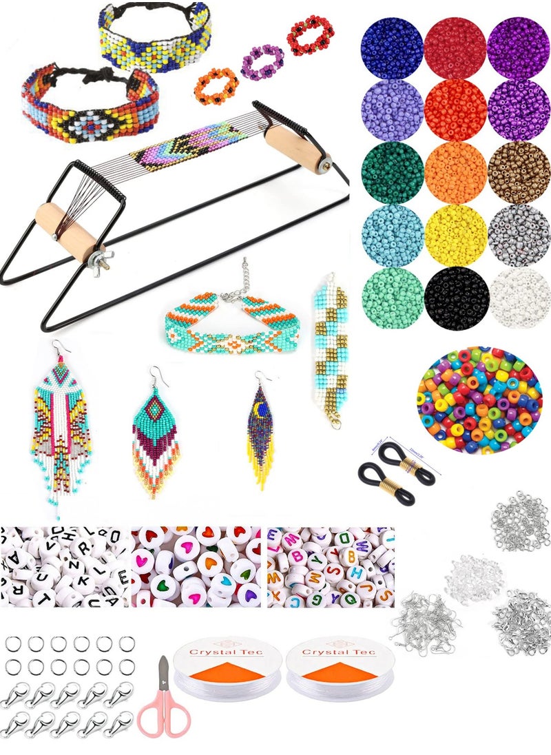Mountain Gems Frame Bead Loom Kit for Beaded Bracelets Earrings Belts Making Includes Seed Beads  - Image 1