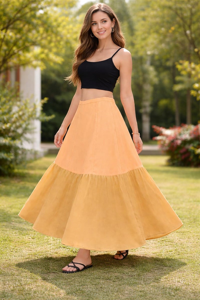 SEER Cancan Skirt for lehanga Gown Women's Cancan Skirts Hoop Less Underskirt Petticoat Free Size Waist with Adjustable Length Gold Skirt - Image 3