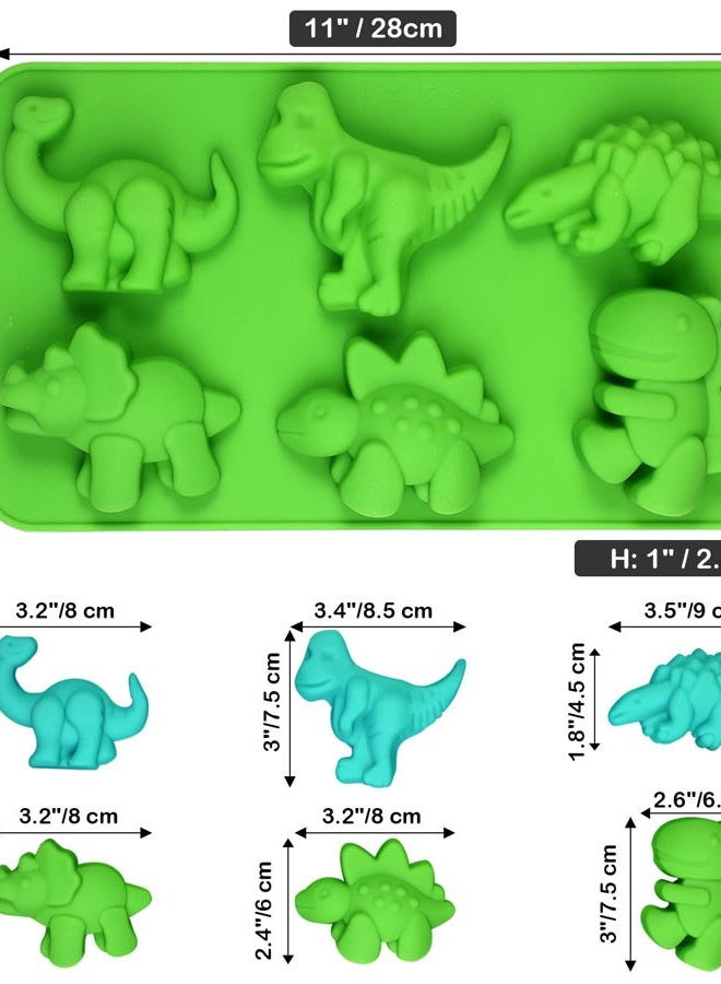Webake Dinosaur Silicone Molds, 2 Pack Cute Dinosaur Molds for Cartoon Dino Chocolate Candy Cake Decorating Handmade Soap Crayons - Image 2