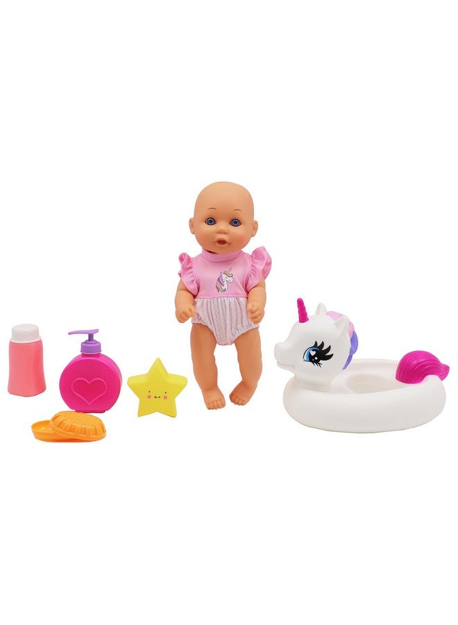 Dream Collection, Water Baby Doll in Unicorn Floater - Accessories for Realistic Pretend Play, Posable Soft Body, Star Toy, Lotion & Soap Case - 12 - Image 1