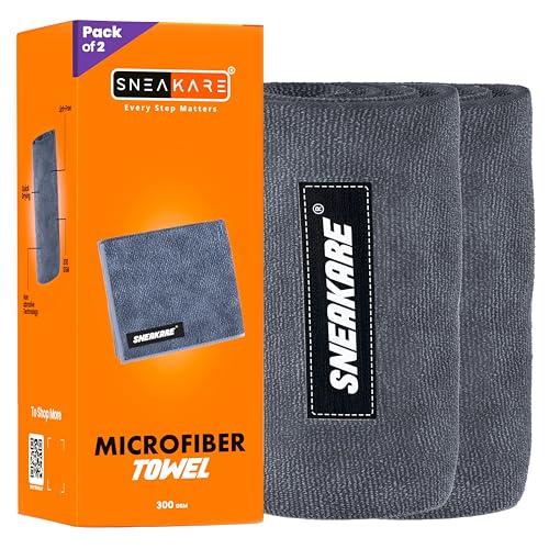 SNEAKARE Microfiber Cleaning Cloth Towel (Pack of 2) | 300 GSM Ultra-Soft, Quick-Dry, 9X Absorbent, Lint-Free Microfibre Towel for Shoes, Sneakers, Shoe Cleaner, Cleaning Cloth Roll & Wipes - Image 1