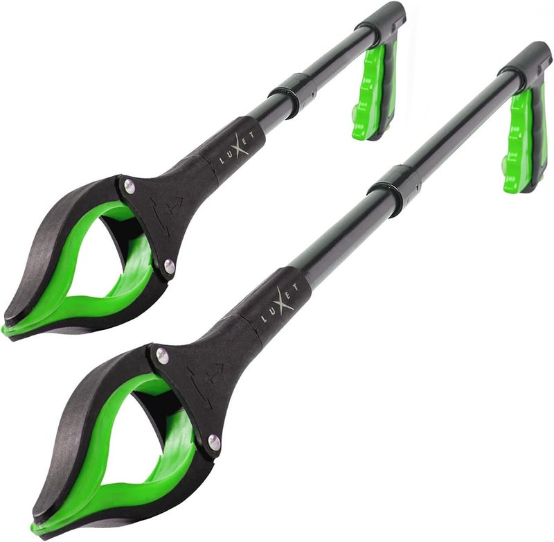 Grabber Reacher Tool - 2 Pack - Updated Version Long 19/32 Inch Foldable Pick Up Stick - Strong Grip Magnetic Tip Lightweight Trash Picker Claw Reacher Grabber Tool for Elderly Reaching, (Green)