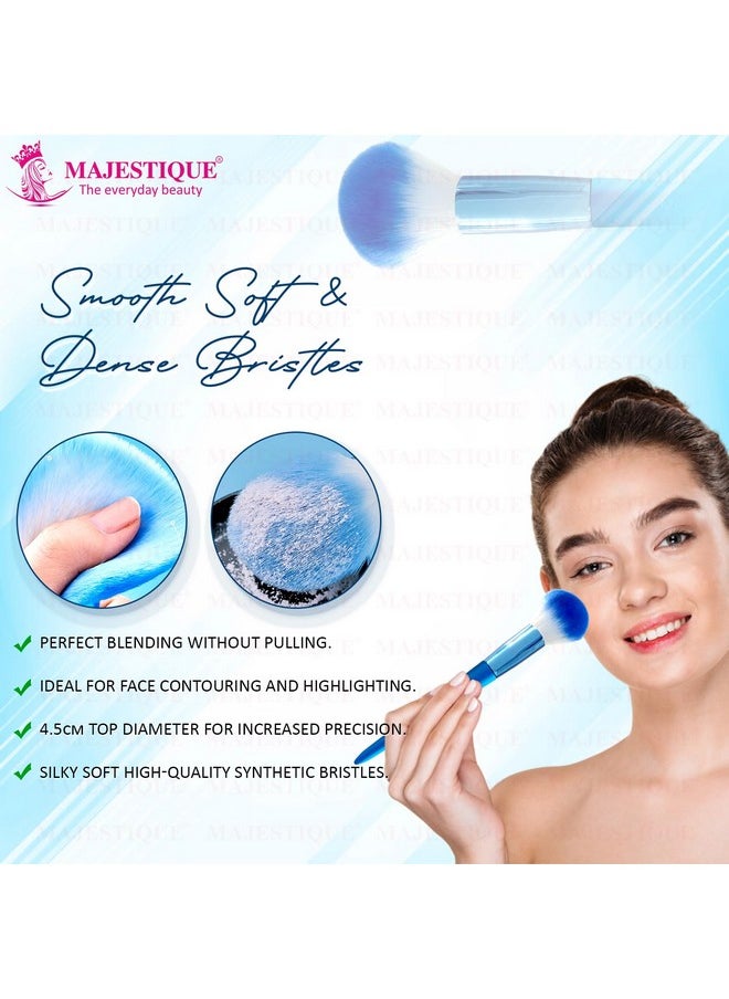 MAJESTIQUE Majestique Ocean Blue HD Foundation Brush | Soft, Dense, Ergonomic Beauty Blender Brush | For Flawless Foundation and Powder Application - 1Pc/Blue  - Image 4