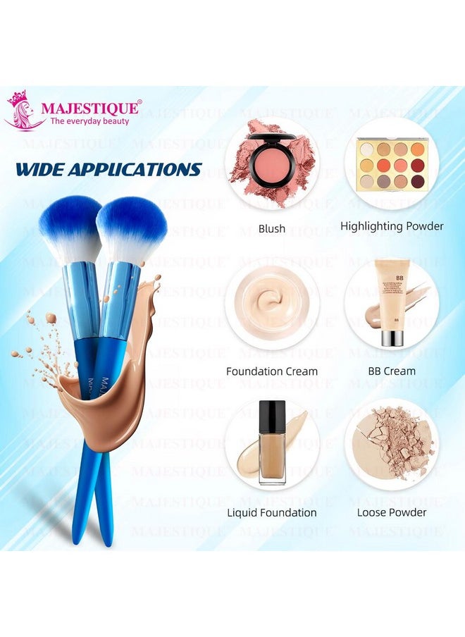 MAJESTIQUE Majestique Ocean Blue HD Foundation Brush | Soft, Dense, Ergonomic Beauty Blender Brush | For Flawless Foundation and Powder Application - 1Pc/Blue  - Image 5