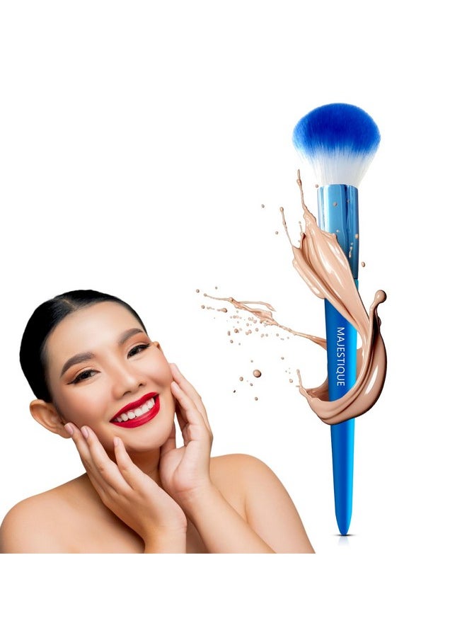 MAJESTIQUE Majestique Ocean Blue HD Foundation Brush | Soft, Dense, Ergonomic Beauty Blender Brush | For Flawless Foundation and Powder Application - 1Pc/Blue  - Image 1