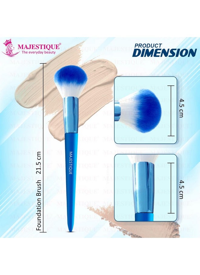 MAJESTIQUE Majestique Ocean Blue HD Foundation Brush | Soft, Dense, Ergonomic Beauty Blender Brush | For Flawless Foundation and Powder Application - 1Pc/Blue  - Image 2