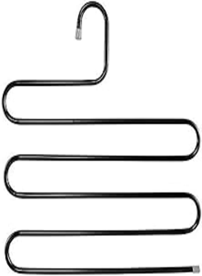 Multi-purpose Metal Magic Pants Hanger Closet Hangers Space Saver Storage Rack for Hanging Jeans Scarf Tie (Black) 