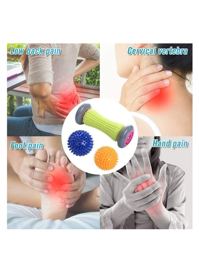 FengSVMA Foot Roller Massage Ball for Relief Plantar Fasciitis and Reflexology Massager for Deep Tissue Acupresssure Recovery for PLA Relax Foot Back Leg Hand Tight Muscle, 1 roller and 2 Spiky Balls（The color of the ball is random）  - Image 2