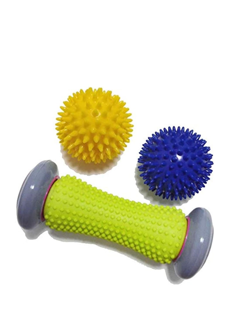 FengSVMA Foot Roller Massage Ball for Relief Plantar Fasciitis and Reflexology Massager for Deep Tissue Acupresssure Recovery for PLA Relax Foot Back Leg Hand Tight Muscle, 1 roller and 2 Spiky Balls（The color of the ball is random）  - Image 1