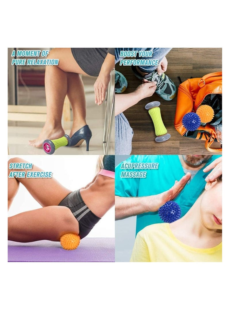 FengSVMA Foot Roller Massage Ball for Relief Plantar Fasciitis and Reflexology Massager for Deep Tissue Acupresssure Recovery for PLA Relax Foot Back Leg Hand Tight Muscle, 1 roller and 2 Spiky Balls（The color of the ball is random）  - Image 5