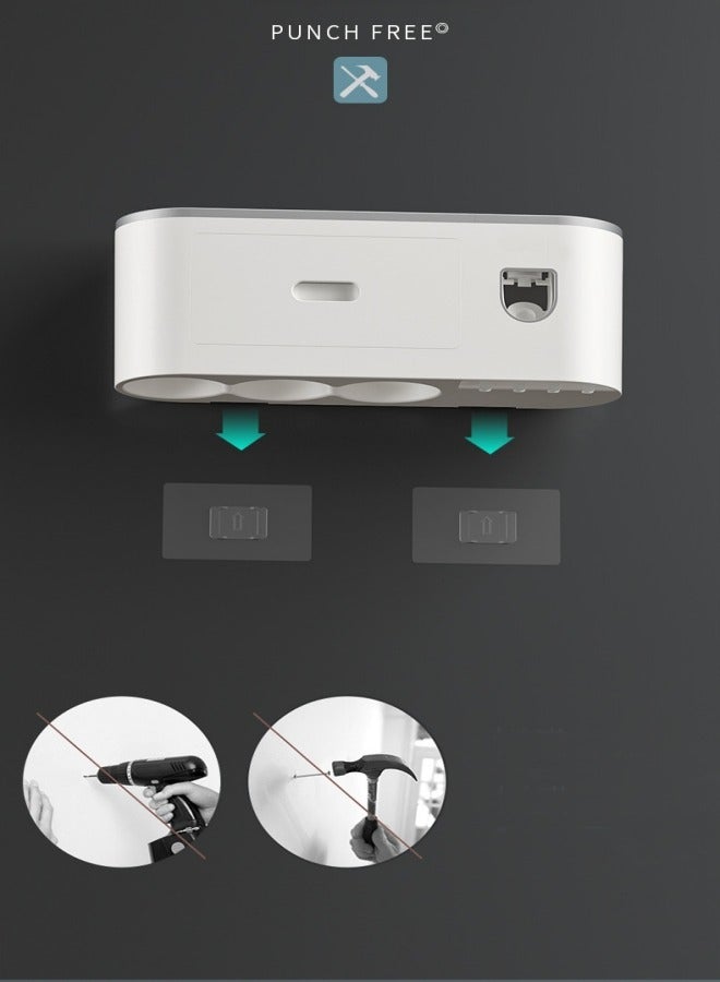 MIXDE Wall Mounted Toothpaste Dispenser And Toothbrush Holder With Two Magnetic Cups  - Image 4